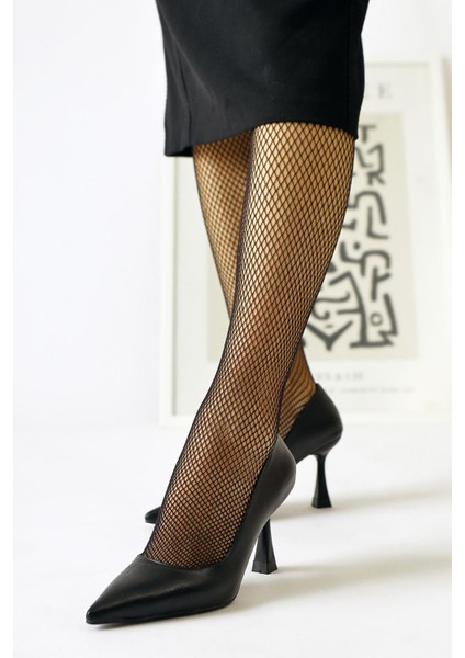 Celestine Siyah Kırışık Sivri Burunlu Stiletto