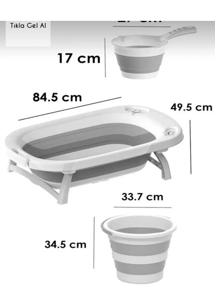 Katlanır Bebek Banyo Seti – Küvet + Kova + Maşrapa, Seyahat ve Ev Kullanımına Uygun
