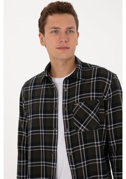 Erkek Koyu Yeşil Gömlek Desenli 50313416-VR079 fiyatları