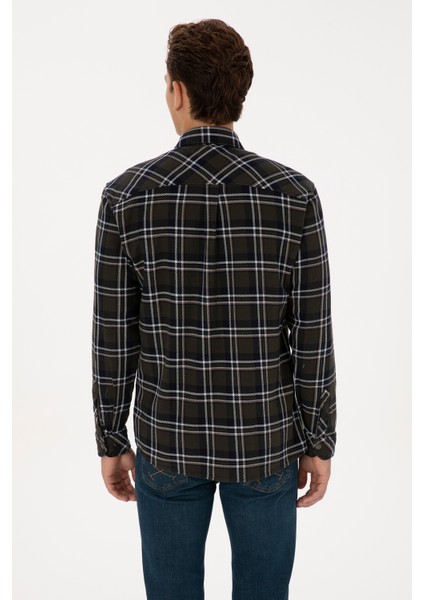 Erkek Koyu Yeşil Gömlek Desenli 50313416-VR079 indirimleri