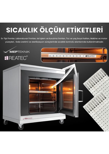 Sıcaklık Ölçüm Etiketi – Termal Renk Değişimli – 110 ˚C - 160 ˚C – Endüstriyel Isı Göstergesi – 10’lu / 100’LÜ Seçenekli