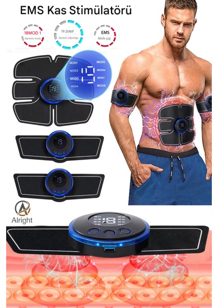Smart Fitness Karın Kol Bacak Tüm Vücut Kas Geliştirici Yeni Nesil Dijital Ekran Başlıklar 8 Farklı Titreşim Modu