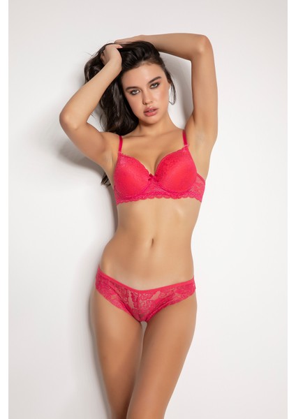 Fuşya Destekli Slip Külotlu Dantelli Sütyen Takımı 4007 indirimleri