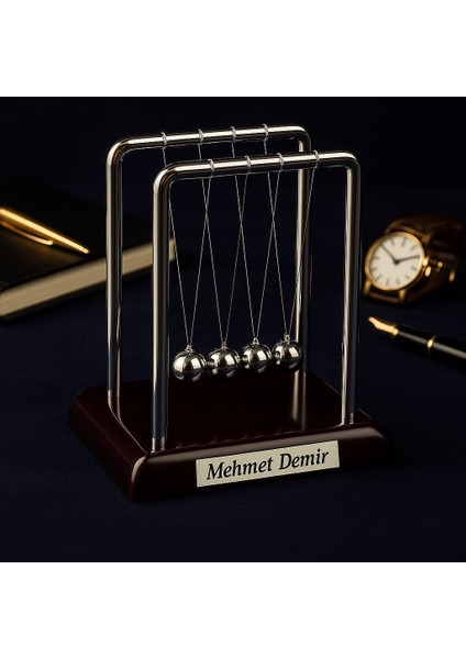 Kişiye Isme Özel Newton Balans Denge Topu Büyük Boy - Ofis - Ev Masa Üstü Motivasyon Hediyesi