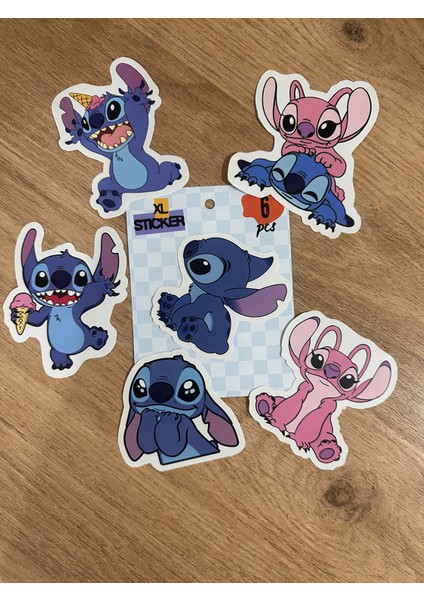 Stitch Figürlü Büyük Boy Sticker Etiket 6 Adet indirimleri