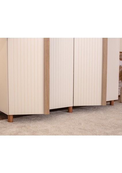 İtra 4 Kapaklı Gardırop – Krem Gövde, Krem Lake Kapak