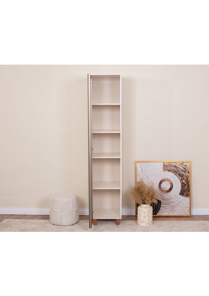 1 Kapaklı Gardırop – Krem Gövde, Cam Kapak, Modern Çok Amaçlı Dolap fiyatları