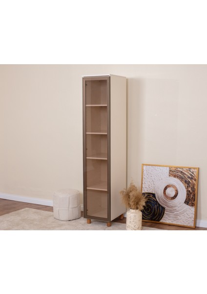 1 Kapaklı Gardırop – Krem Gövde, Cam Kapak, Modern Çok Amaçlı Dolap modelleri