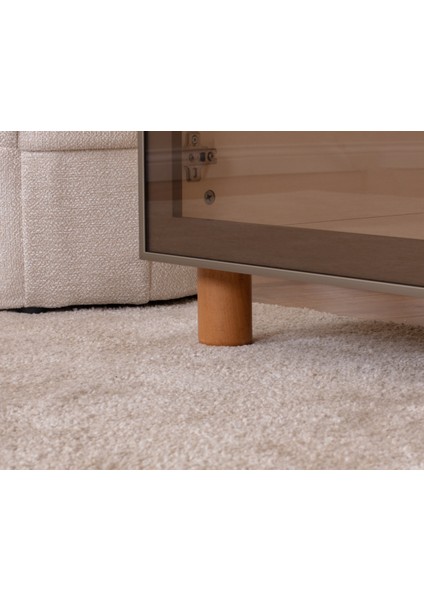 1 Kapaklı Gardırop – Krem Gövde, Cam Kapak, Modern Çok Amaçlı Dolap