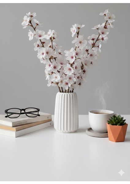 Dekoratif Çizgili Dekoratif Beton Vazo 15 cm modelleri