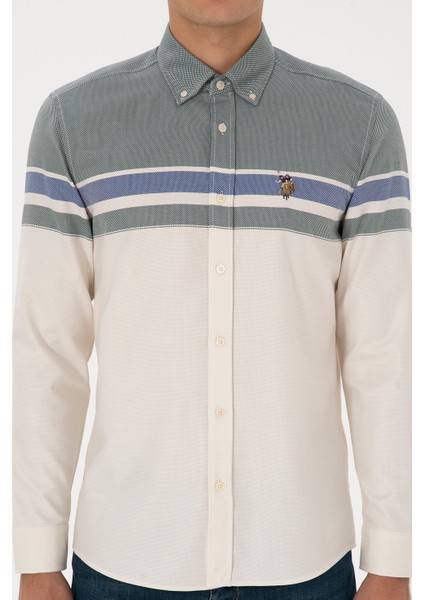 Erkek Koyu Yeşil Gömlek Desenli 50308483-VR079