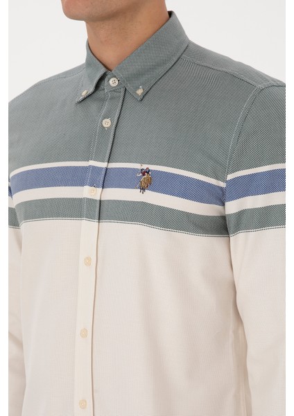 Erkek Koyu Yeşil Gömlek Desenli 50308483-VR079