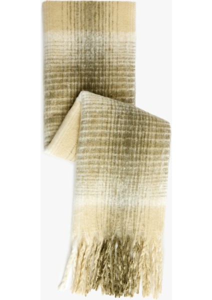 Desenli Püsküllü Uzun Atkı