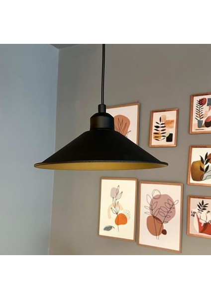 Benjamin Siyah Metal Avize Siyah Yarım Lale Başlık Rustik Cafe Mutfak Modern Dekoratif Sarkıt