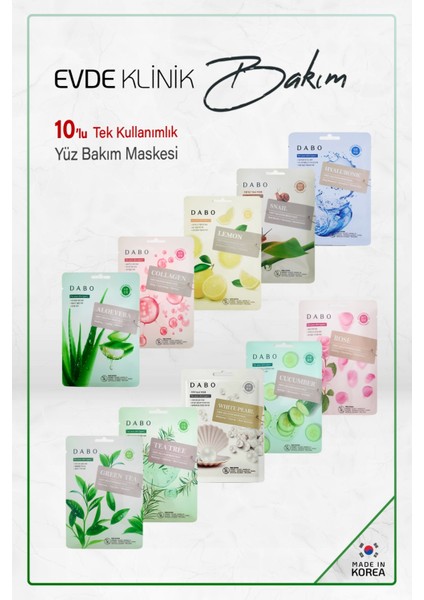 10'lu Karışık Tek Kullanımlık Kore Yüz Maskesi - Ultra Ince ve Nefes Alabilen Yapı - Made In Korea
