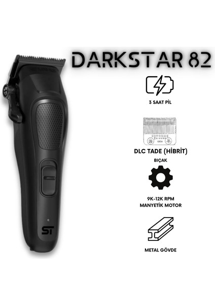 Darkstar 82 Metal Clipper Tıraş Makinesi 14.000 Rpm Motor Gücü 3 Saat Pil fiyatları