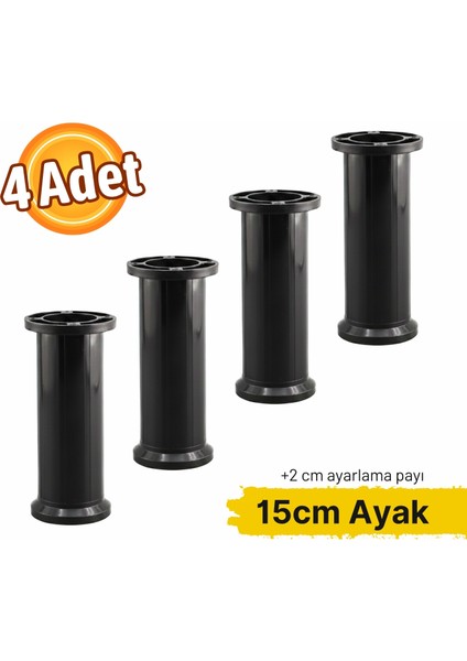 Ayarlanabilir 4 Adet 15 cm Siyah Plastik Ayak Dolap Mobilya Tezgah Yükseltici Yükseltme Ayağ fiyatları