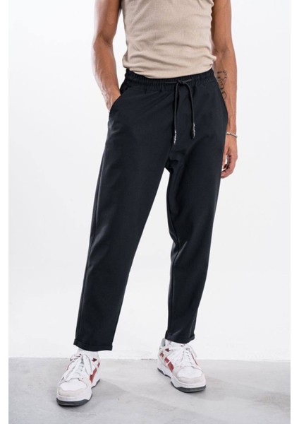Erkek Siyah Kalın Kumaş Boyfriend Pantolon Hafif Bol fiyatları