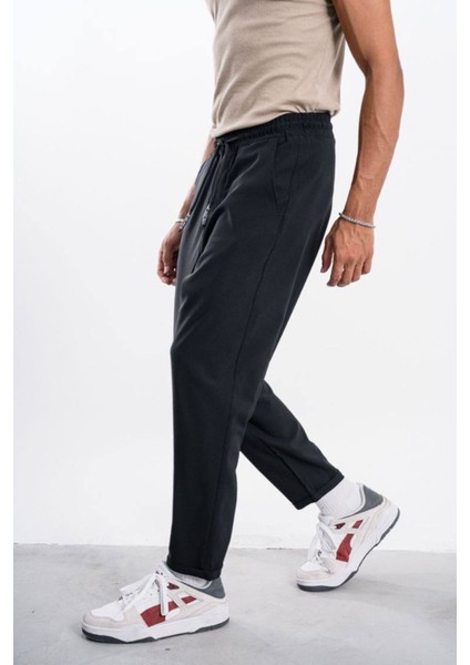 Erkek Siyah Kalın Kumaş Boyfriend Pantolon Hafif Bol modelleri