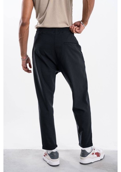 Erkek Siyah Kalın Kumaş Boyfriend Pantolon Hafif Bol fırsatları