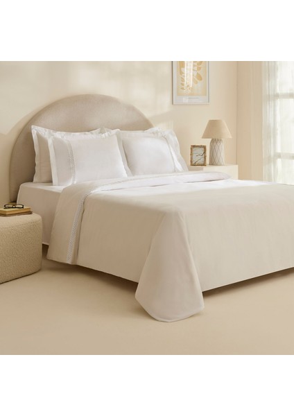 Indila %100 Pamuk Saten Çift Kişilik Nevresim Takımı Beyaz