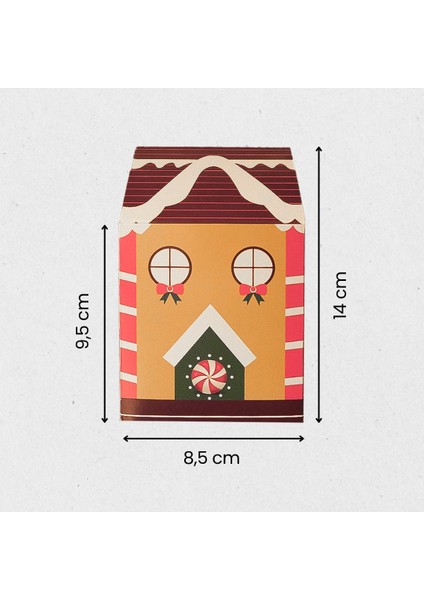 Yılbaşı Ev Tasarımlı Kutu Çanta, Yeniyıl, Parti, Hediye Çantası, 12LI, 8.5X8.5X14 Cm, Kahve Çatılı fiyatları