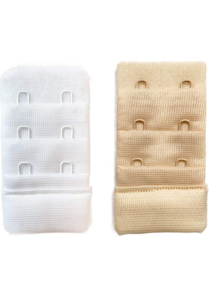 2 Adet Agraf Sütyen Uzatma Kopçası 3 Sıra / 2 Kanca Beyaz Ten