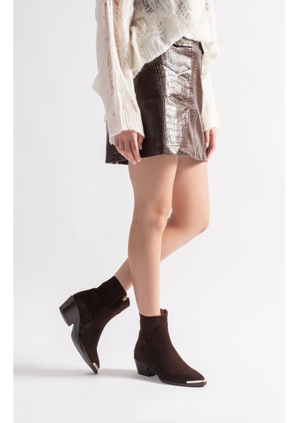 Medna Kahverengi Süet Deri Kadın Bot fiyatları