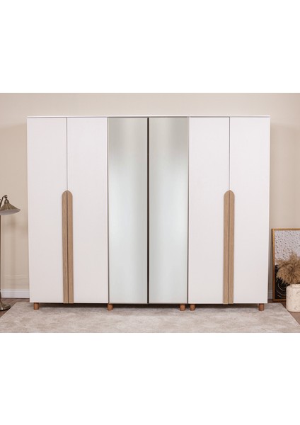 İtra 6 Kapaklı Gardırop – Krem Gövde, Krem MDFLAM Aynalı Kapak fiyatları