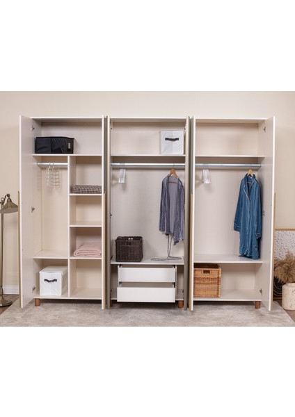 İtra 6 Kapaklı Gardırop – Krem Gövde, Krem MDFLAM Aynalı Kapak modelleri