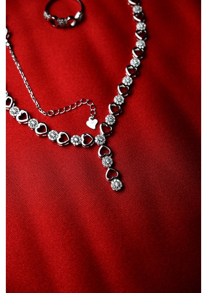 925 Ayar Gümüş Kalpli Zarif 4'lü Set fiyatları