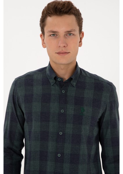Erkek Koyu Yeşil Gömlek Desenli 50308501-VR079 fiyatları