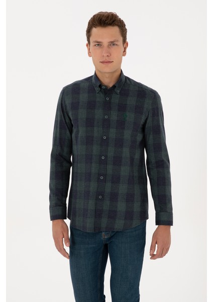 Erkek Koyu Yeşil Gömlek Desenli 50308501-VR079 modelleri