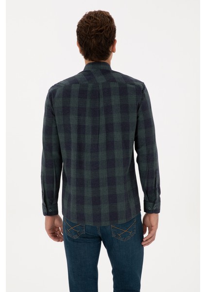 Erkek Koyu Yeşil Gömlek Desenli 50308501-VR079 indirimleri