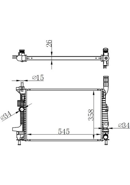 MOTOR SU RADYATORU FOCUS 3 1.5TDCI 1.6TDCI 95PS 115PS 2012YENI CONNECT 2014 1.5TDCI 1.6 TDCI OLCU 545 358 26 BRAZING BV618005BD 1703514 1720432 1804847