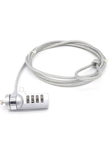 Silver 18 mm 4 Hane Şifreli Laptop Dizüstü Bilgisayar Kilidi Kablo Kilit CIN541 fiyatları