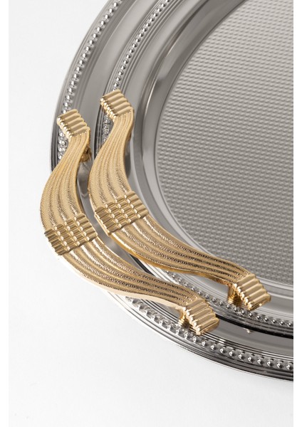 Metal Gold & Gümüş 2’li Oval Tepsi Seti – Zarif Desenli Servis ve Sunum Tepsisi, Kararmaz, Solmaz modelleri