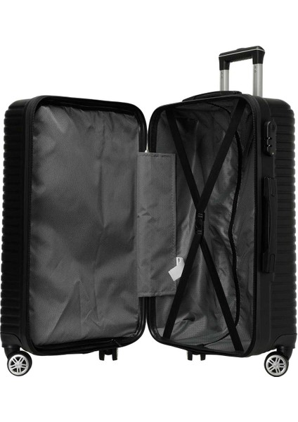 Sanderum -B 5pr Siyah Unisex Büyük Boy Valiz modelleri