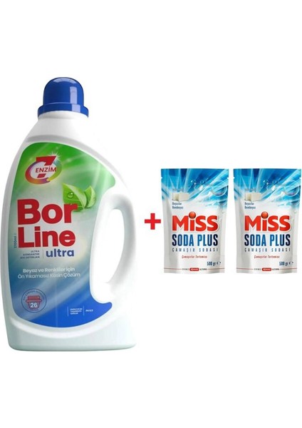 Borline 1 Adet Ultra Konsantre 1700 ml Sıvı Çamaşır Deterjanı 2 Adet Miss Soda Plus 500 gr