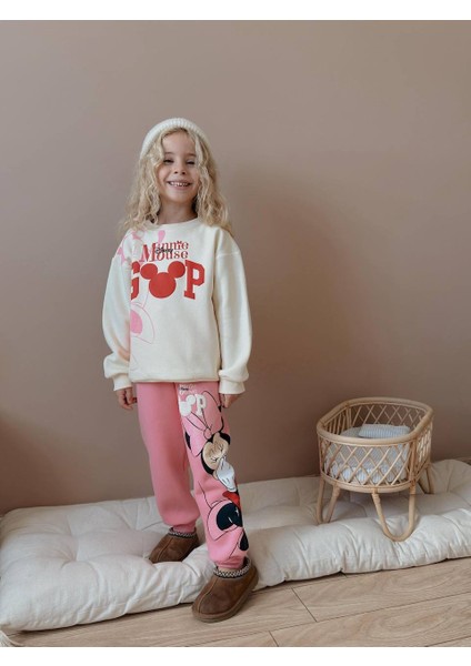 Minnie Dijital Baskılı Şardonlu 3 Iplik Sweatshirt-Eşofman Altı Kışlık Kız Çocuk Takım fiyatları