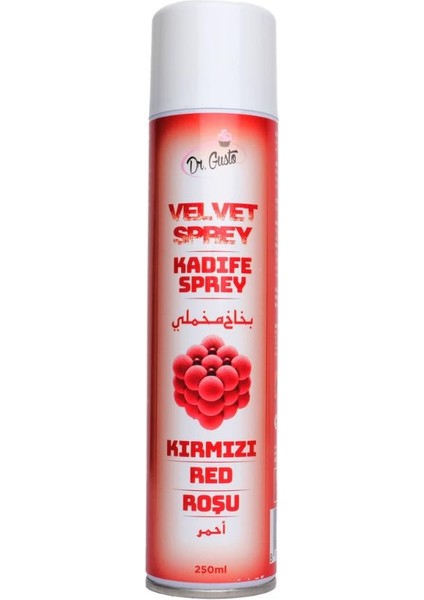 Kırmızı Kadife Sprey Pasta Boyası 250 ml – Pasta, Mousse, Tatlı ve Şekerleme Kaplama Spreyi