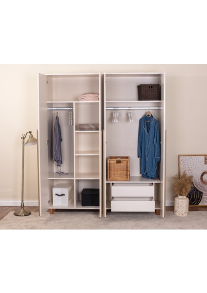 İtra 4 Kapaklı Gardırop – Krem Gövde, Krem MDFLAM Kapak fiyatları