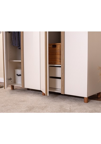 İtra 4 Kapaklı Gardırop – Krem Gövde, Krem MDFLAM Kapak fırsatları
