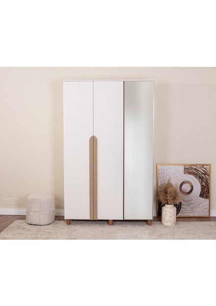 İtra 3 Kapaklı Gardırop – Krem Gövde, Krem MDFLAM, Aynalı Kapak modelleri