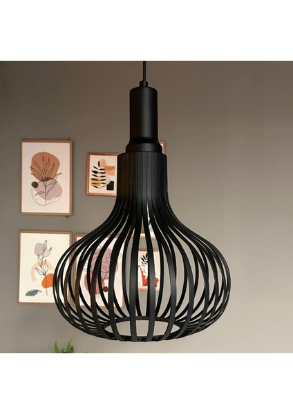 Pera Siyah Avize Tekli Siyah Fener Başlık Iç Mekan Aydınlatma Dekoratif Mutfak Hol Cafe Ofis