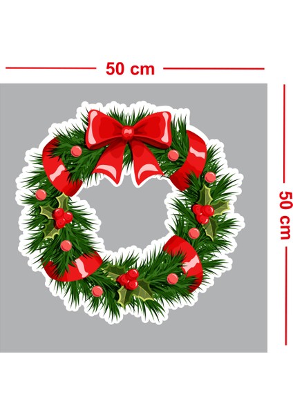 Kurdelalı Yılbaşı Kapı Tacı Süsü Vitrin Sticker Yapıştırma Yılbaşı Yeni Yıl Sticker fiyatları