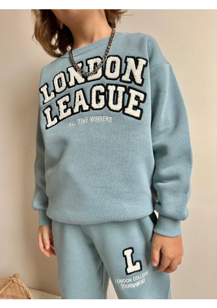 London Lig Baskılı Şardonlu 3 Iplik Sweatshirt-Eşofman Altı Kışlık Erkek Çocuk Takım fırsatları