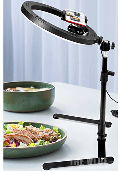 10 Inç Led Işıklı Masaüstü Standı 26 cm Ayarlanabilir Parlaklık ile Selfie ve Yayınlar İçin