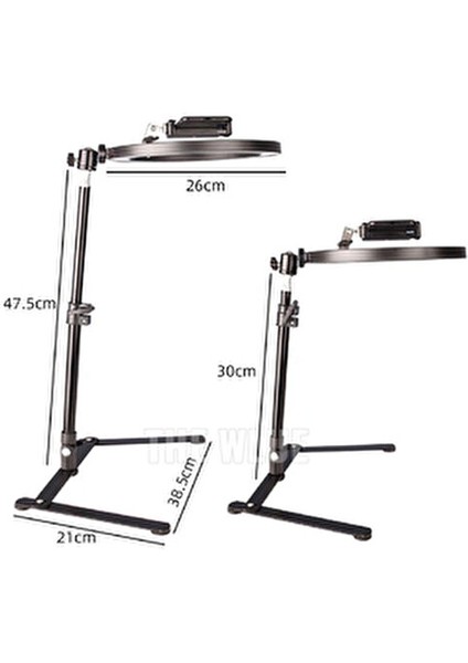 10 Inç Led Işıklı Masaüstü Standı 26 cm Ayarlanabilir Parlaklık ile Selfie ve Yayınlar İçin