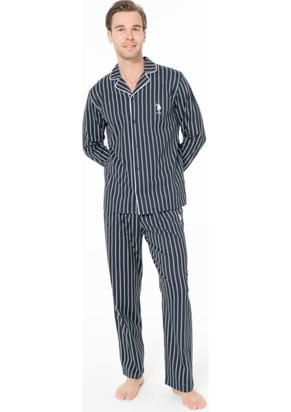 Erkek Önden Düğmeli Uzun Kollu Pijama Takımı S26993 Cepli